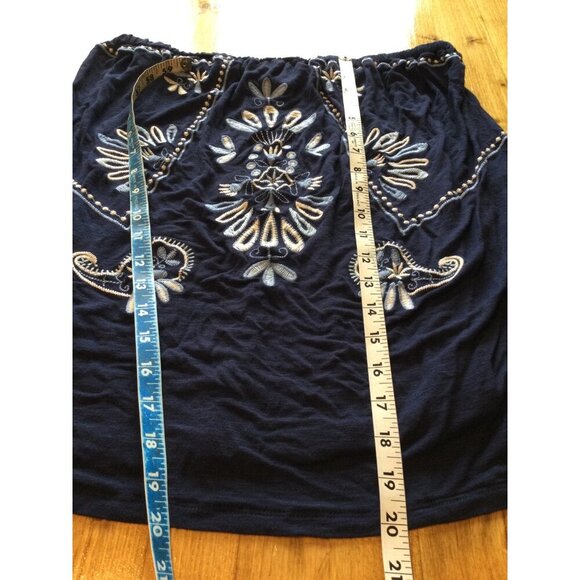 Torrid Womens Sleeveless Boho Top Size 2 2X Navy Blue Embroidered - Picture 8 of 8